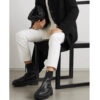 Front Zipper Cowhide Ankle Boots Thick-soled Round Toe Martin  Chelsea Boots #Y36 - 图片 3