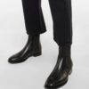 Cowhide Retro Ankle Boots Thick-soled Square Toe Chelsea  Martin Boots  #Y64