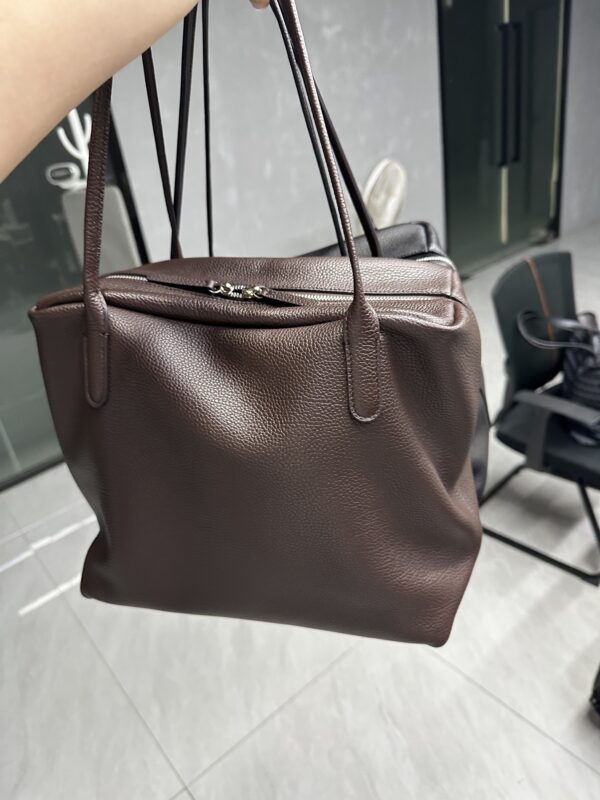 Cowhide Henri  Single Shoulder Tote Bag New Niche Underarm Briefcase - 图片 3
