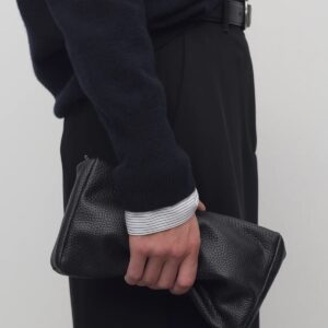 Squared Compact Clutch Bag in Leather