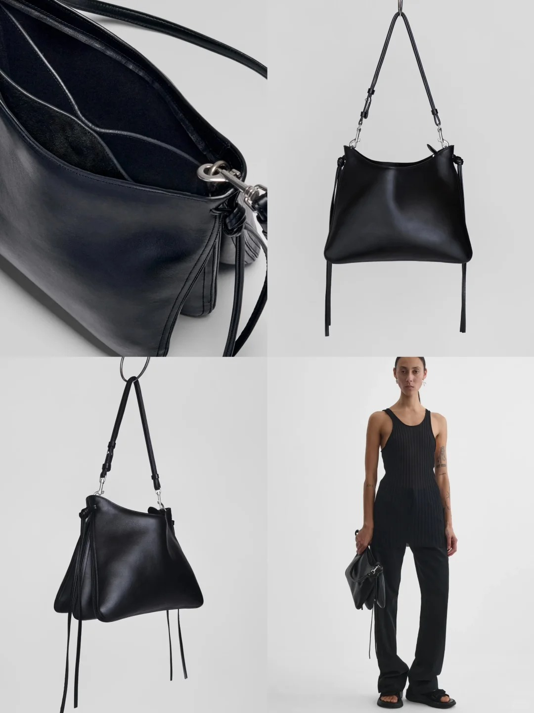 Phoebe Philo's new Gig bag with ribbon tassels, one-shoulder crossbody tote bag, Gig pouch mobile phone bag