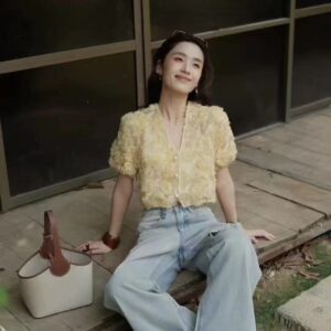 Bobbin Fashionable and Simple Linen and Sheepskin Patchwork Basket Bag