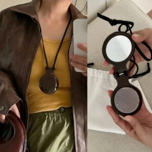 Multi-colored Resin Double-sided Mirror Pendant Necklace Ornament