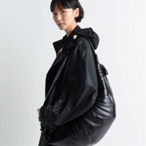 Coated Cotton Linen Croissant Bag  Patent Leather Shoulder  Crossbody  Dumpling Bag